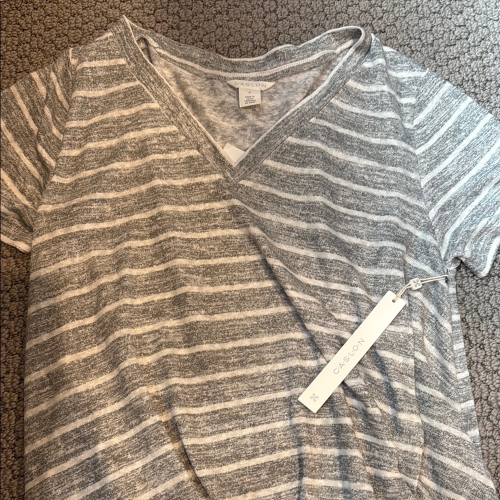 Caslon Gray Striped Women's Top